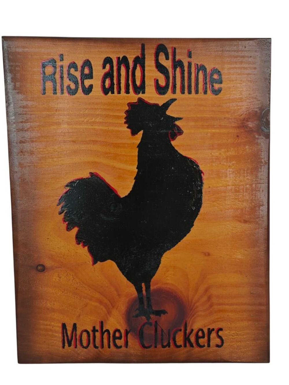 Vintage Rustic Wooden Sign Wall Plaque Rooster Rise And Shine Mother Cluckers